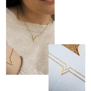 Gold plated V armband + ketting (€6,- combivoordeel)