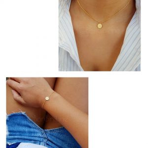 Gold plated muntje ketting + armband (€5,- combivoordeel)